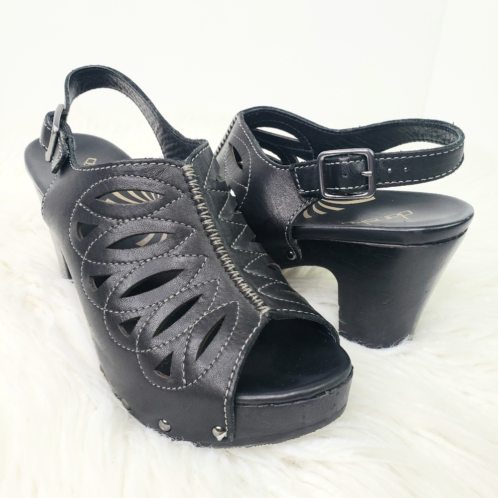 DANSKO Rowena Black Slingback Full Grain Clogs